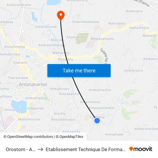 Orostom - Ambatoroka to Etablissement Technique De Formation Professionnel Supérieur map