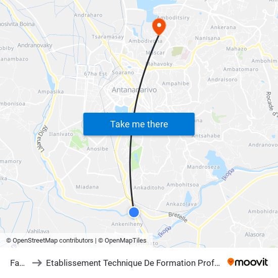 Fasika to Etablissement Technique De Formation Professionnel Supérieur map