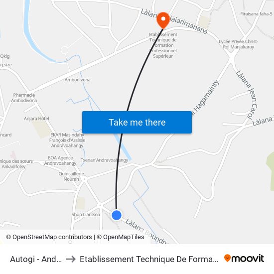 Autogi - Andravoahangy to Etablissement Technique De Formation Professionnel Supérieur map