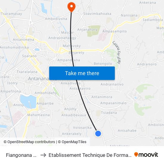 Fiangonana Ambatoroka to Etablissement Technique De Formation Professionnel Supérieur map