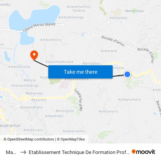 Mahazo to Etablissement Technique De Formation Professionnel Supérieur map