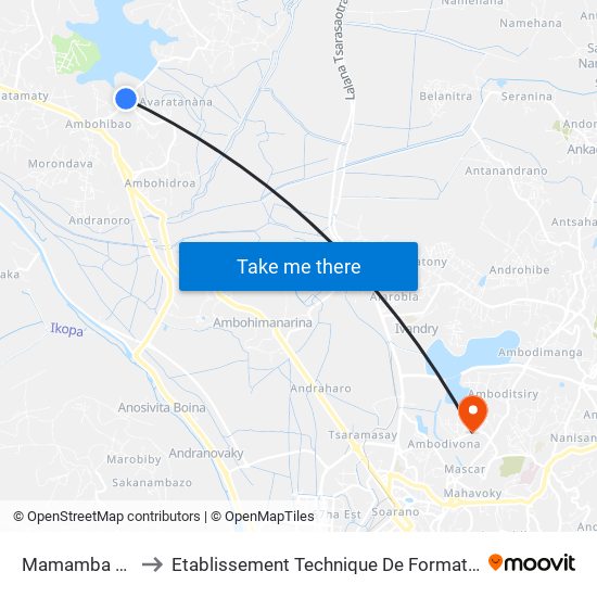 Mamamba Ambohibao to Etablissement Technique De Formation Professionnel Supérieur map