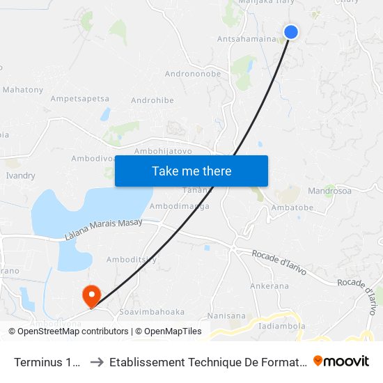 Terminus 126 Manjaka to Etablissement Technique De Formation Professionnel Supérieur map