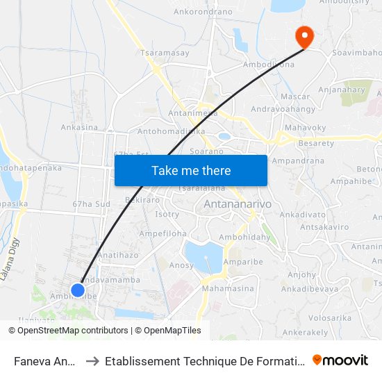 Faneva Anosipatrana to Etablissement Technique De Formation Professionnel Supérieur map