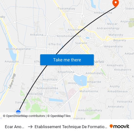 Ecar Anosipatrana to Etablissement Technique De Formation Professionnel Supérieur map