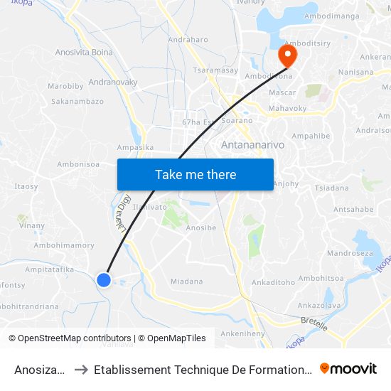 Anosizato Coca to Etablissement Technique De Formation Professionnel Supérieur map