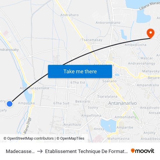 Madecasse Ampasika to Etablissement Technique De Formation Professionnel Supérieur map