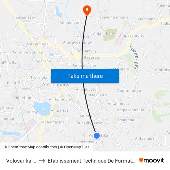 Volosarika Ambanidia to Etablissement Technique De Formation Professionnel Supérieur map