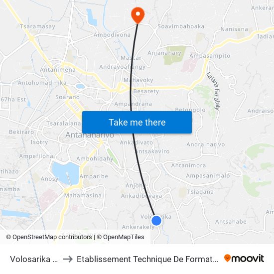 Volosarika Ambanidia to Etablissement Technique De Formation Professionnel Supérieur map