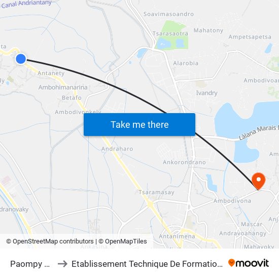 Paompy Anosisoa to Etablissement Technique De Formation Professionnel Supérieur map