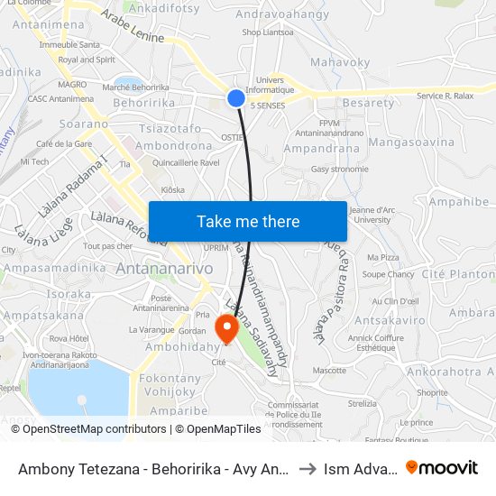 Ambony Tetezana - Behoririka - Avy Any Ankadifotsy to Ism Advancea map