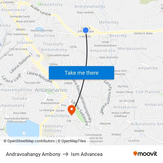 Andravoahangy Ambony to Ism Advancea map