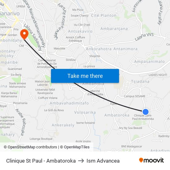 Clinique St Paul - Ambatoroka to Ism Advancea map