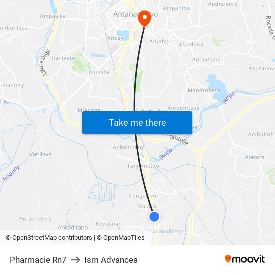 Pharmacie Rn7 to Ism Advancea map
