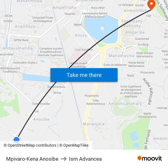 Mpivaro-Kena Anosibe to Ism Advancea map