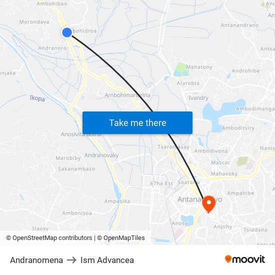 Andranomena to Ism Advancea map