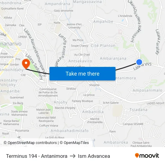 Terminus 194 - Antanimora to Ism Advancea map