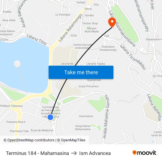 Terminus 184 - Mahamasina to Ism Advancea map