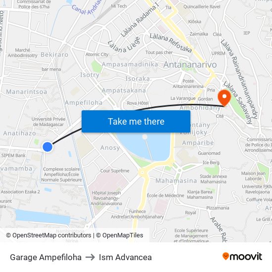 Garage Ampefiloha to Ism Advancea map