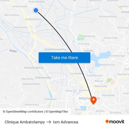 Clinique Ambatolampy to Ism Advancea map