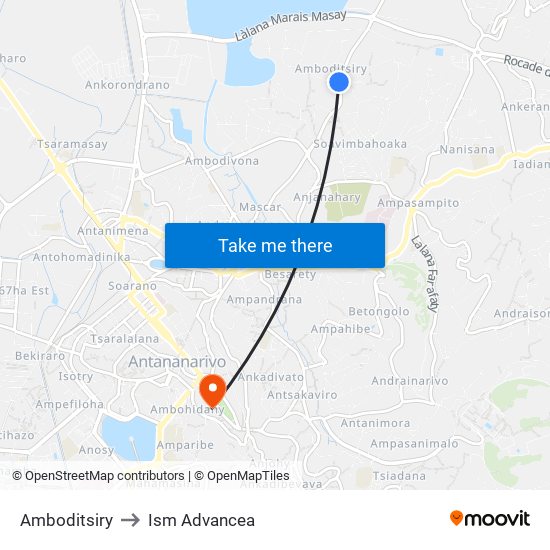 Amboditsiry to Ism Advancea map