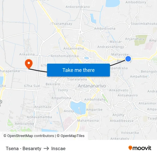 Tsena - Besarety to Inscae map