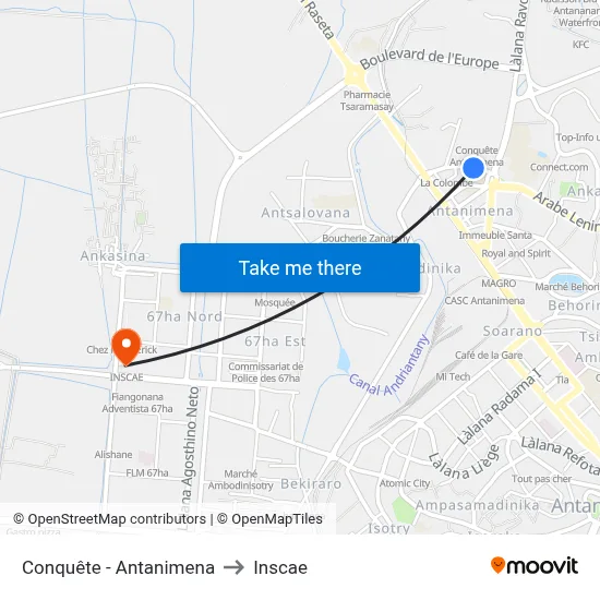 Conquête - Antanimena to Inscae map