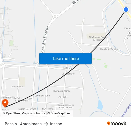 Bassin - Antanimena to Inscae map