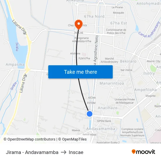 Jirama - Andavamamba to Inscae map