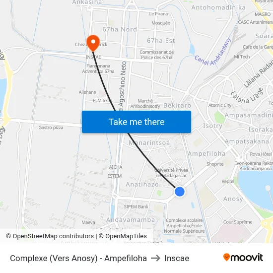 Complexe (Vers Anosy) - Ampefiloha to Inscae map