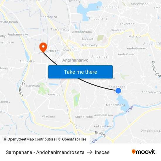 Sampanana - Andohanimandroseza to Inscae map