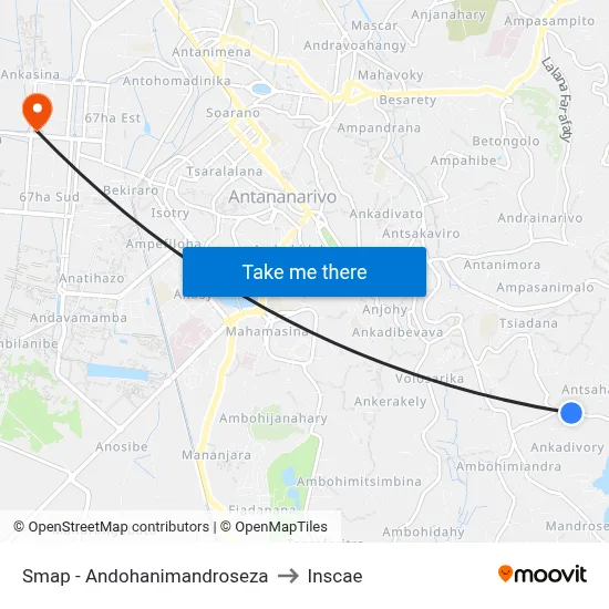 Smap - Andohanimandroseza to Inscae map