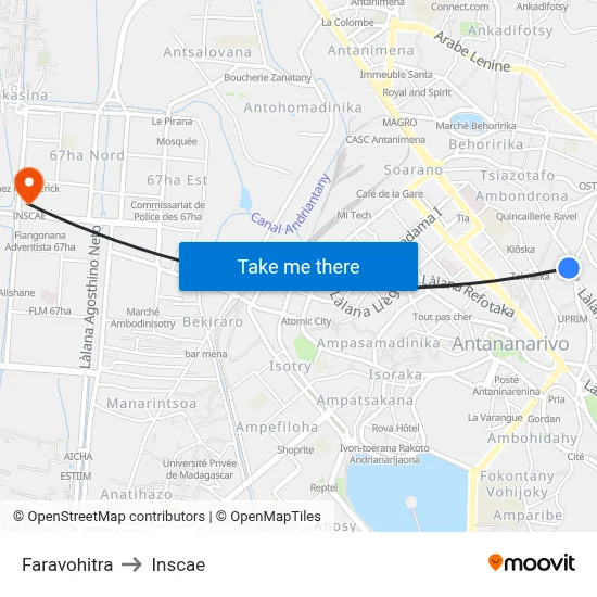 Faravohitra to Inscae map