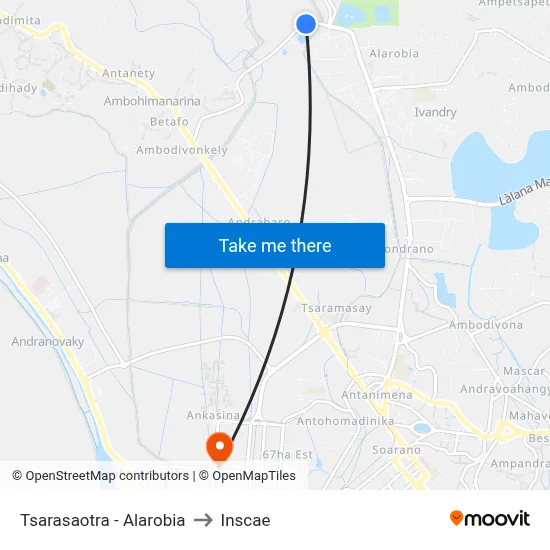 Tsarasaotra - Alarobia to Inscae map