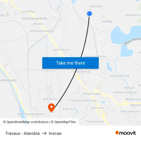 Travaux - Alarobia to Inscae map