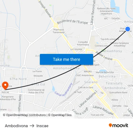 Ambodivona to Inscae map
