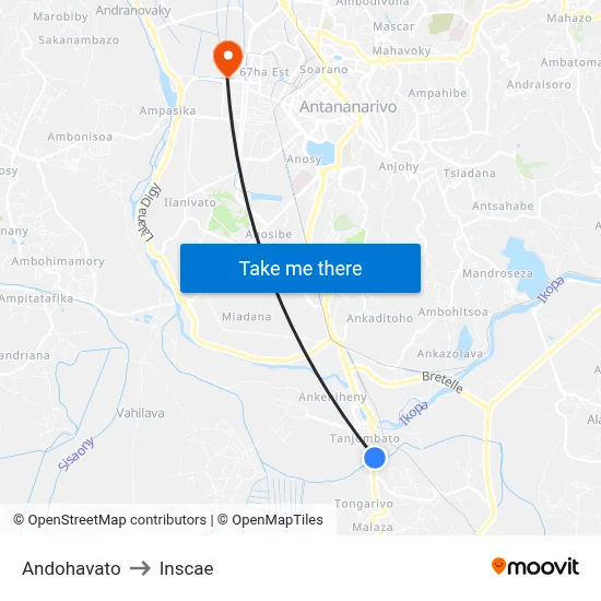Andohavato to Inscae map