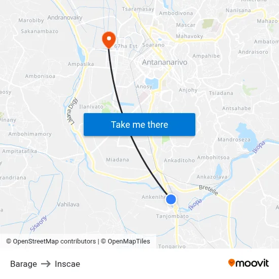 Barage to Inscae map