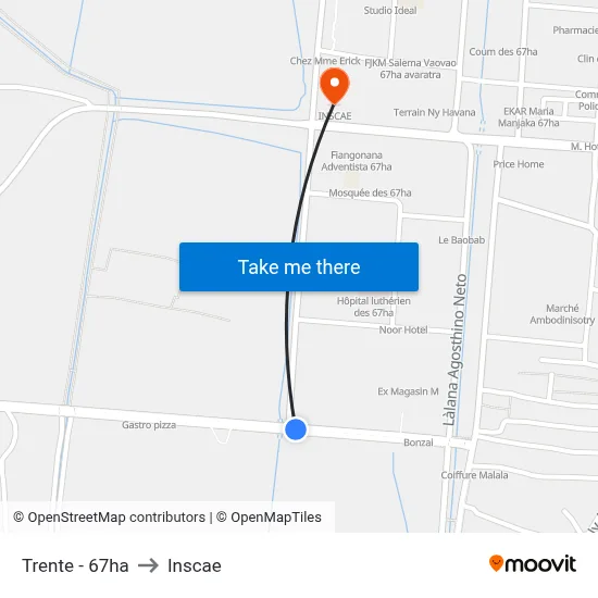Trente - 67ha to Inscae map