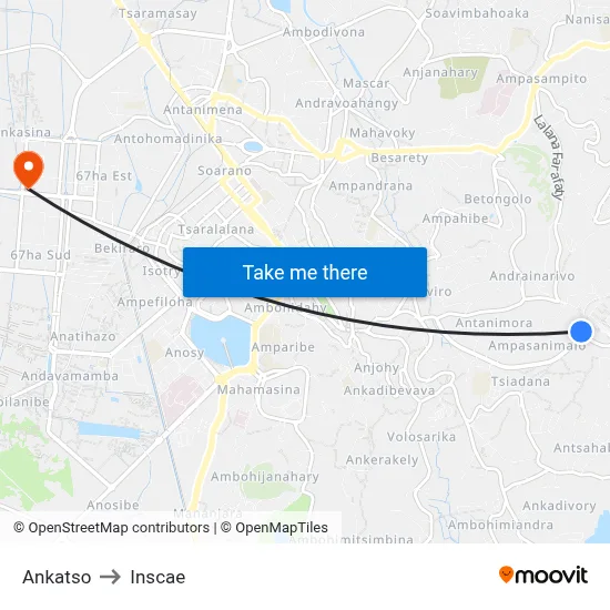 Ankatso to Inscae map