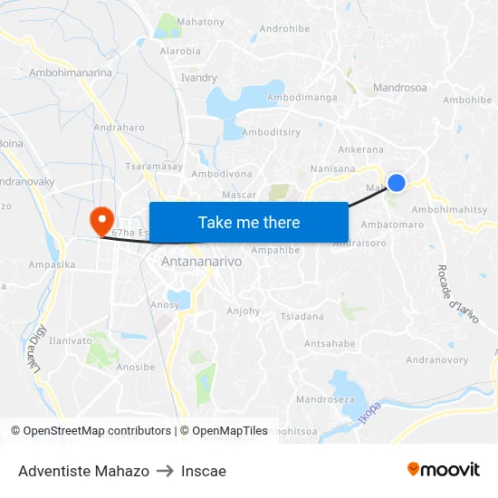 Adventiste Mahazo to Inscae map