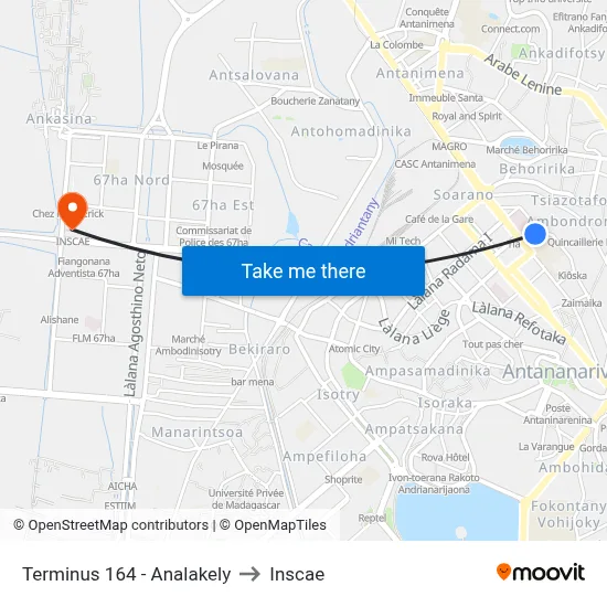 Terminus 164 - Analakely to Inscae map