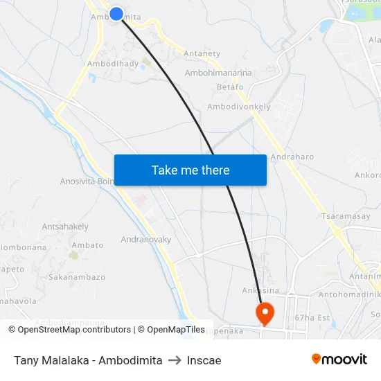 Tany Malalaka - Ambodimita to Inscae map