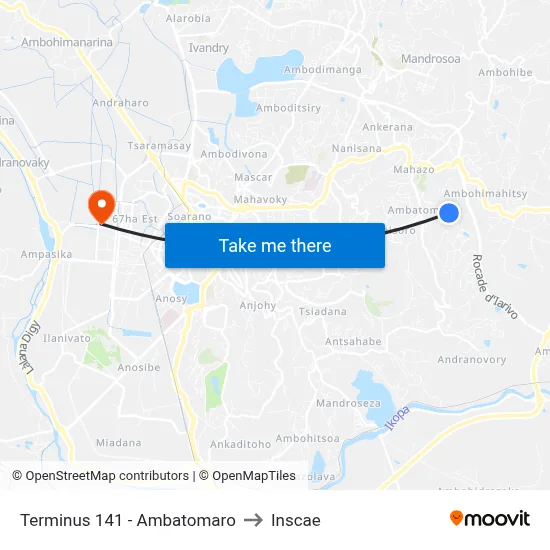 Terminus 141 - Ambatomaro to Inscae map