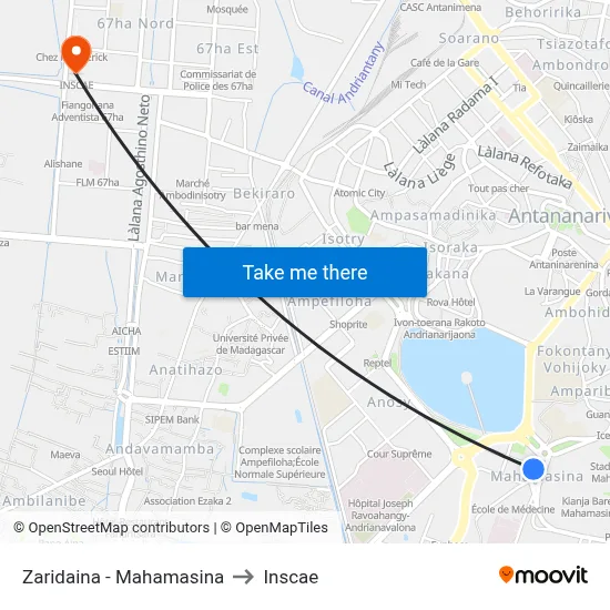 Zaridaina - Mahamasina to Inscae map