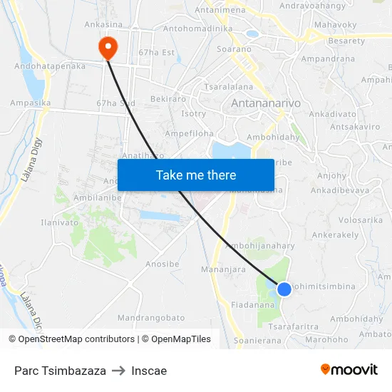 Parc Tsimbazaza to Inscae map