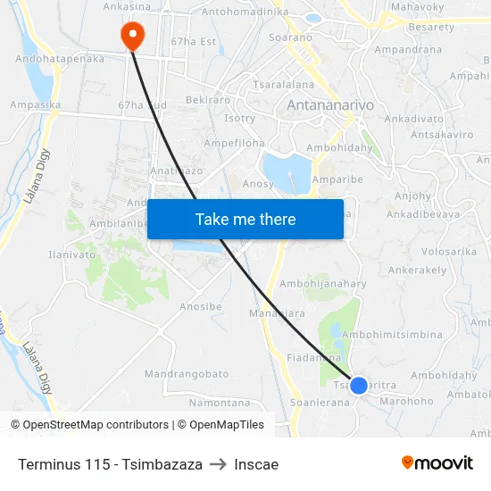 Terminus 115 - Tsimbazaza to Inscae map