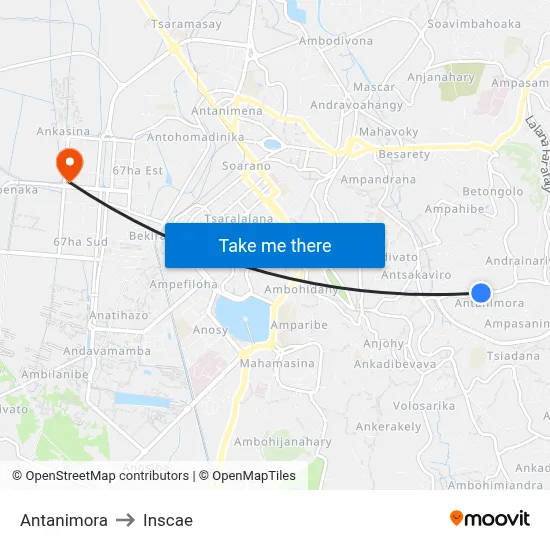 Antanimora to Inscae map