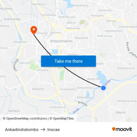 Ankadindratombo to Inscae map