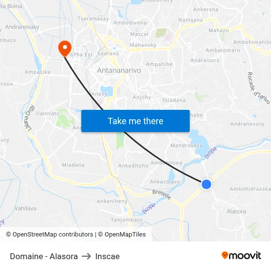 Domaine - Alasora to Inscae map
